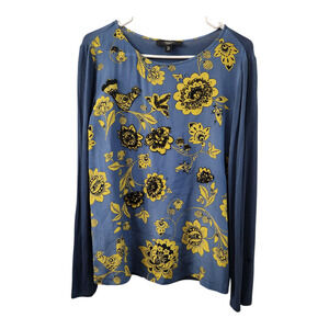 Weekend‎ MaxMara Beaded Floral Long Sleeve Top M Cottage Quiet Luxury Farmhouse